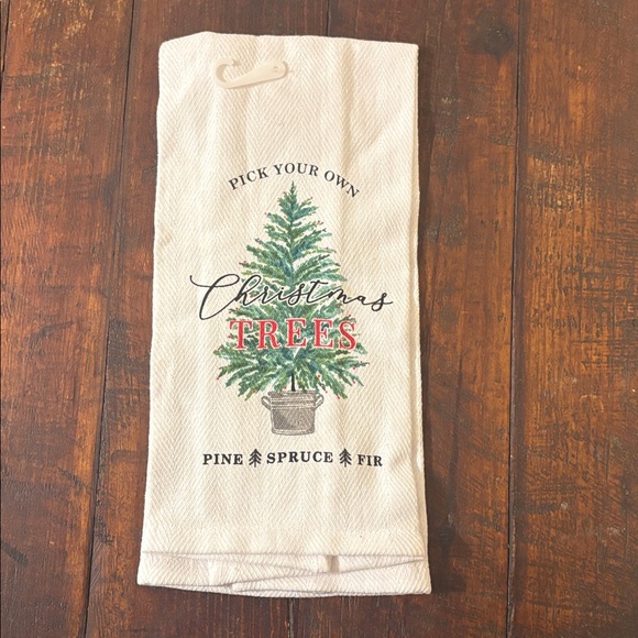 Holiday Time Christmas Tree Kitchen Towel - White and Green - Picture 2 of 3